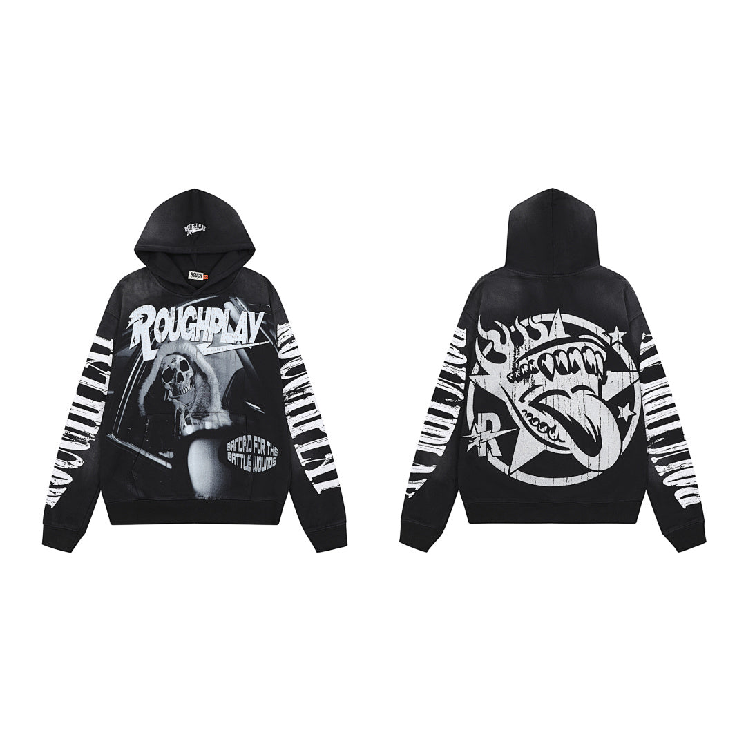 Rough Play Skull DJ Oversized Hoodie — Black