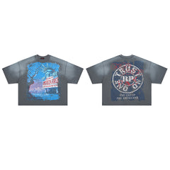 Rare Peace America First Oversized Graphic Tee — Washed Grey