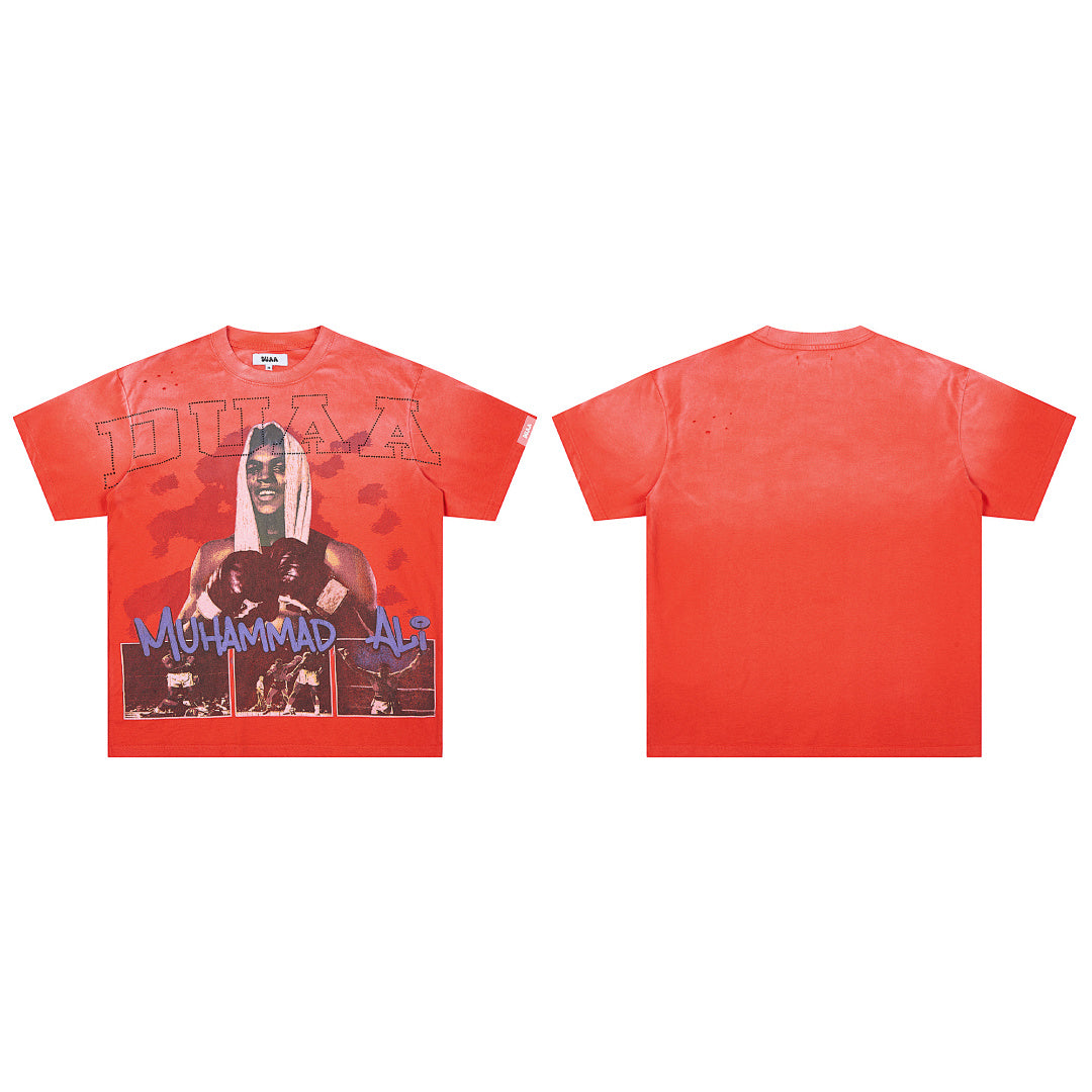 DUAA Muhammad Ali Oversized Graphic Tee — Red