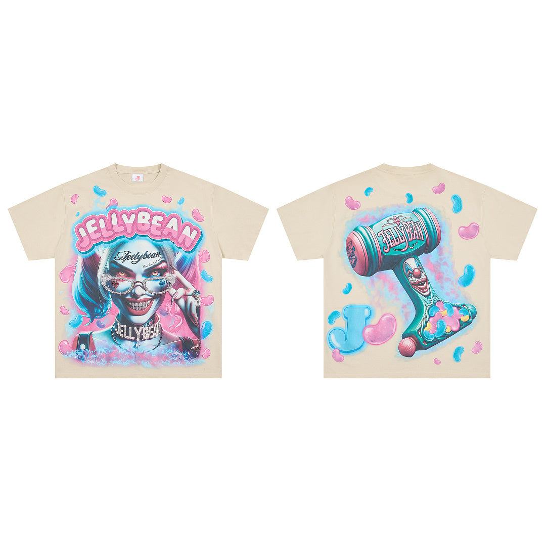Jellybean Miss Mayhem Oversized Graphic Tee — Washed Beige