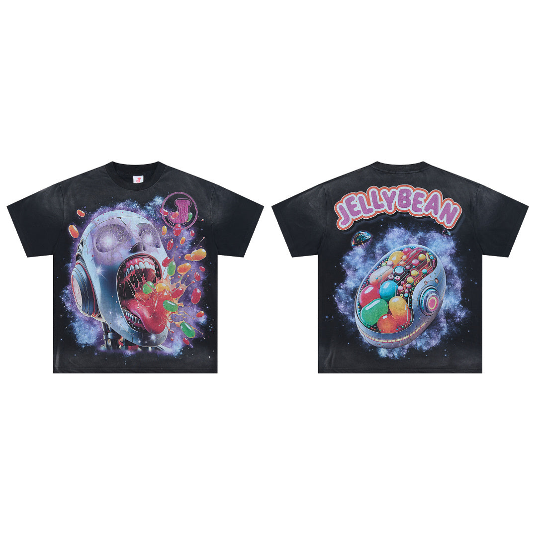 Jellybean Android Oversized Graphic Tee — Washed Black