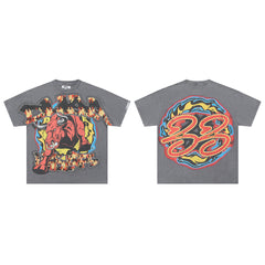 DUAA Raging Bull Oversized Graphic Tee — Washed Grey