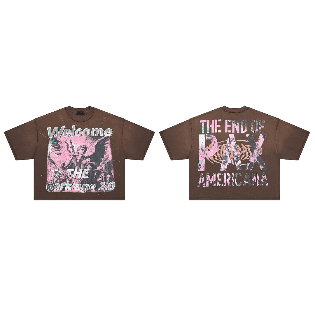 Rare Peace Welcome To The Dark Age 2.0 Oversized Graphic Tee — Brown