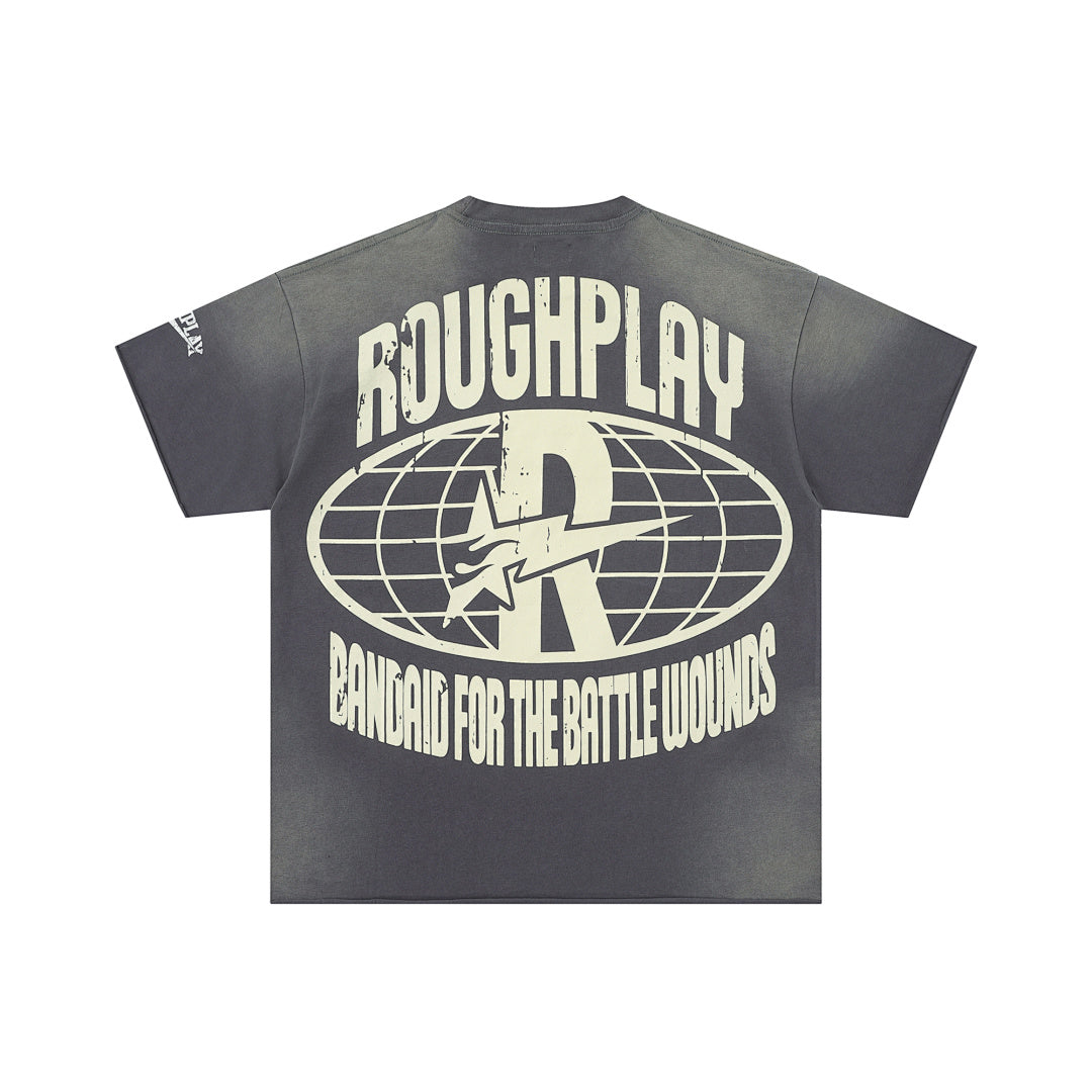 Rough Play Stay Young Wild and Free Oversized Tee — Grey