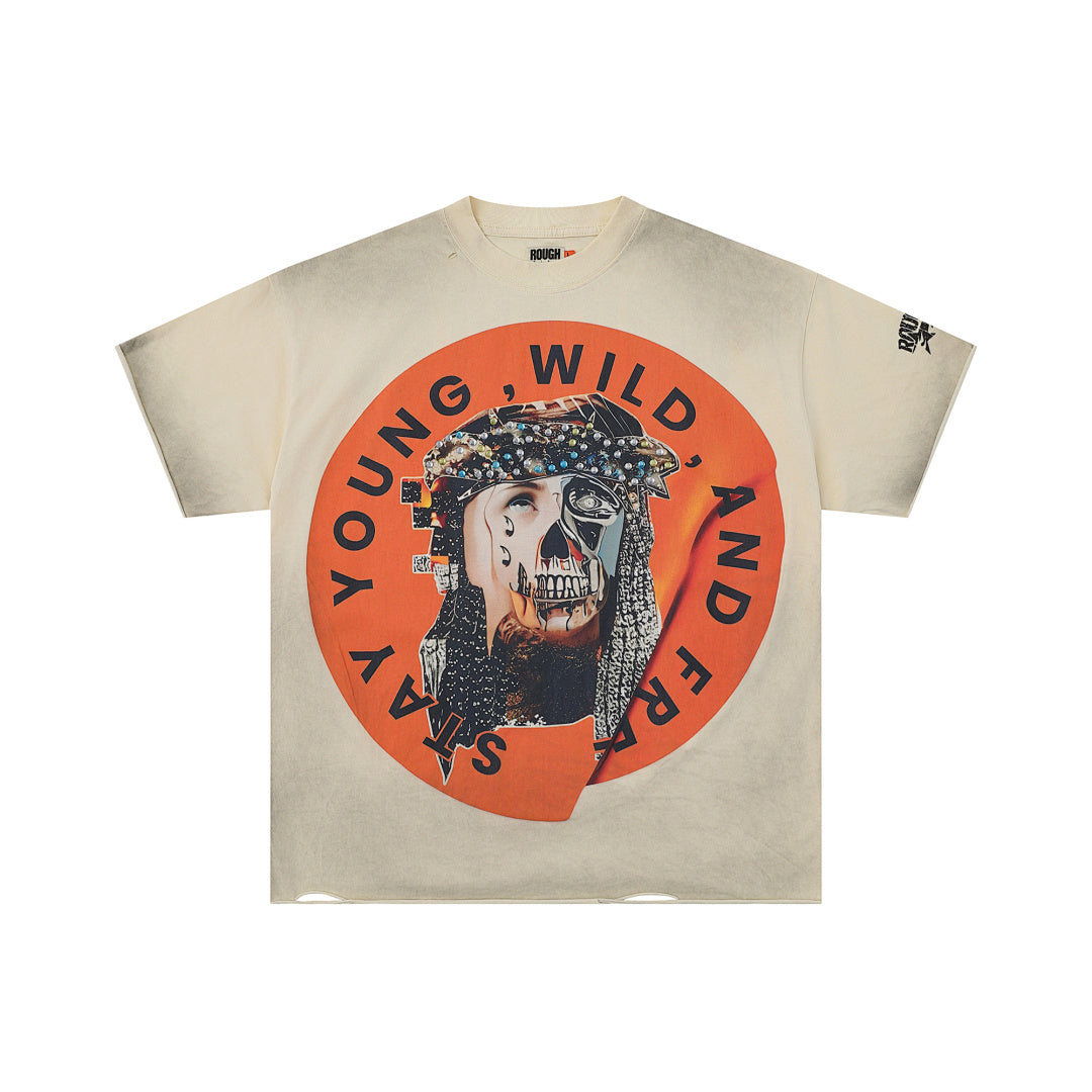 Rough Play Stay Young Wild and Free Oversized Tee — Cream