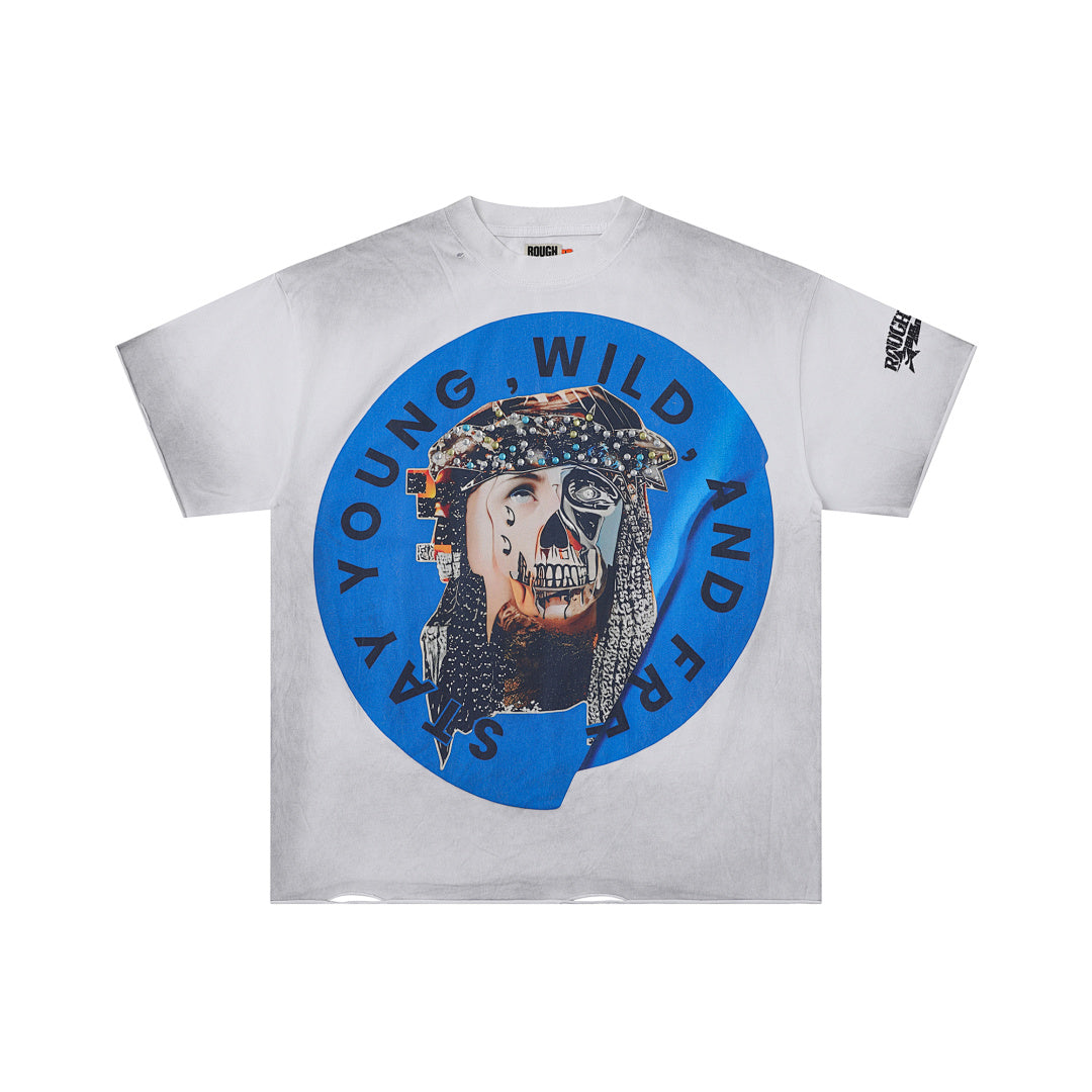 Rough Play Stay Young Wild and Free Oversized Tee — White