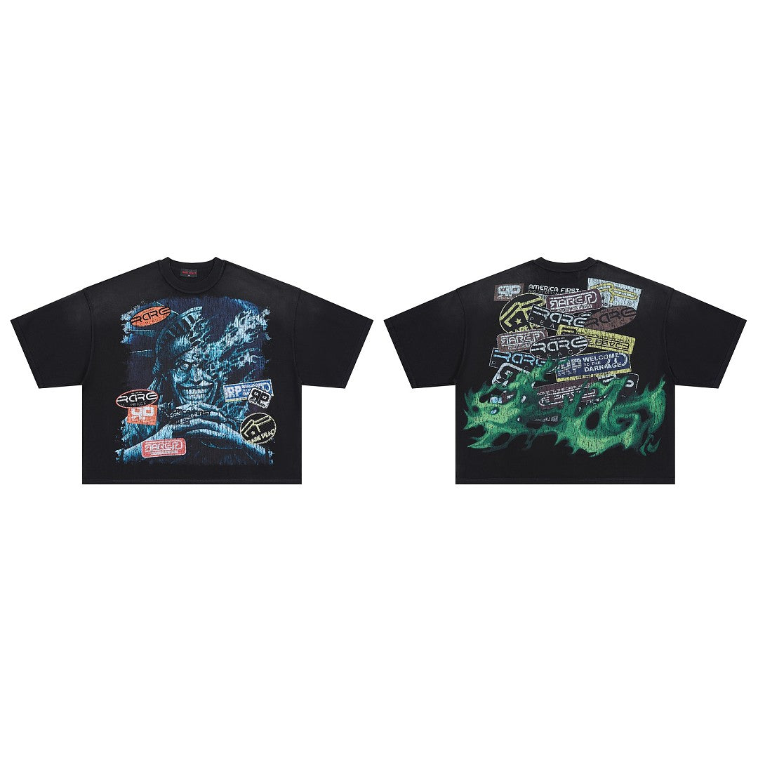 Rare Peace Decals Oversized Graphic Tee — Washed Black