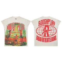 Rough Play Desert Warriors Oversized Graphic Tee — Cream