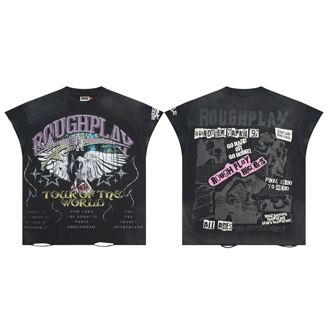 Rough Play Tour of the World Oversized Graphic Tee — Black