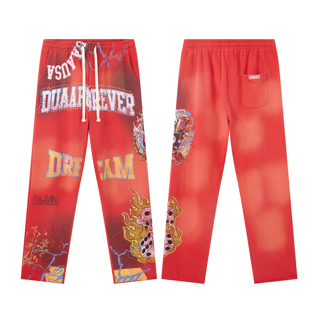 DUAA Forever Dream Graphic Sweatpants — Red