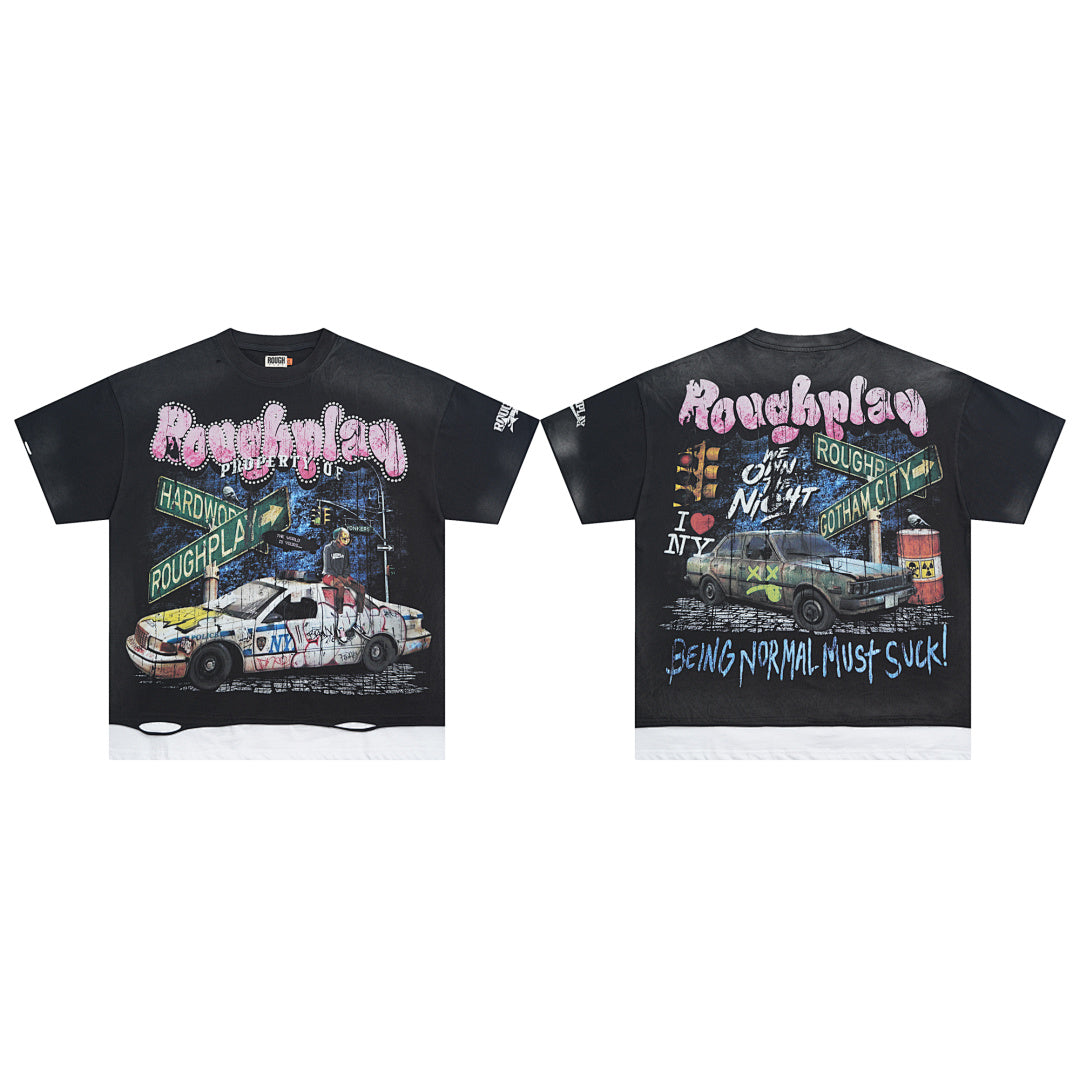 Rough Play We Own the Night Oversized Graphic Tee — Black