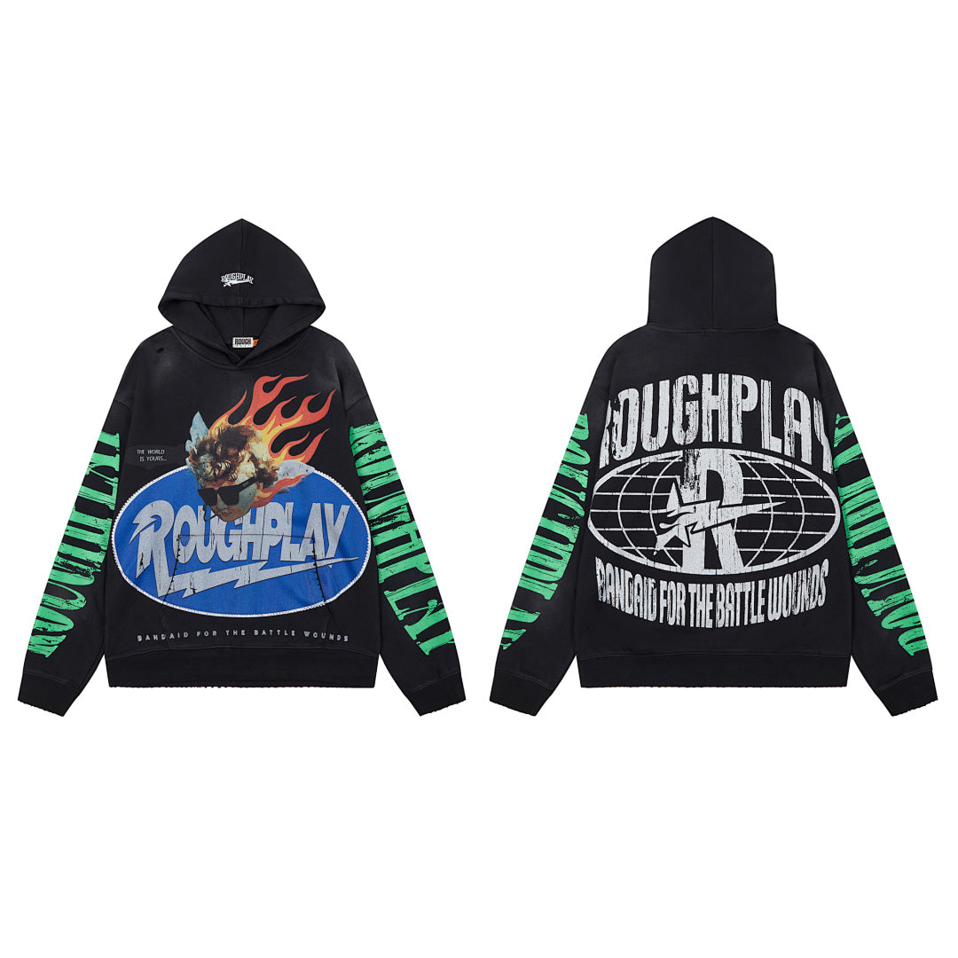 Rough Play The World Is Yours Oversized Hoodie — Black