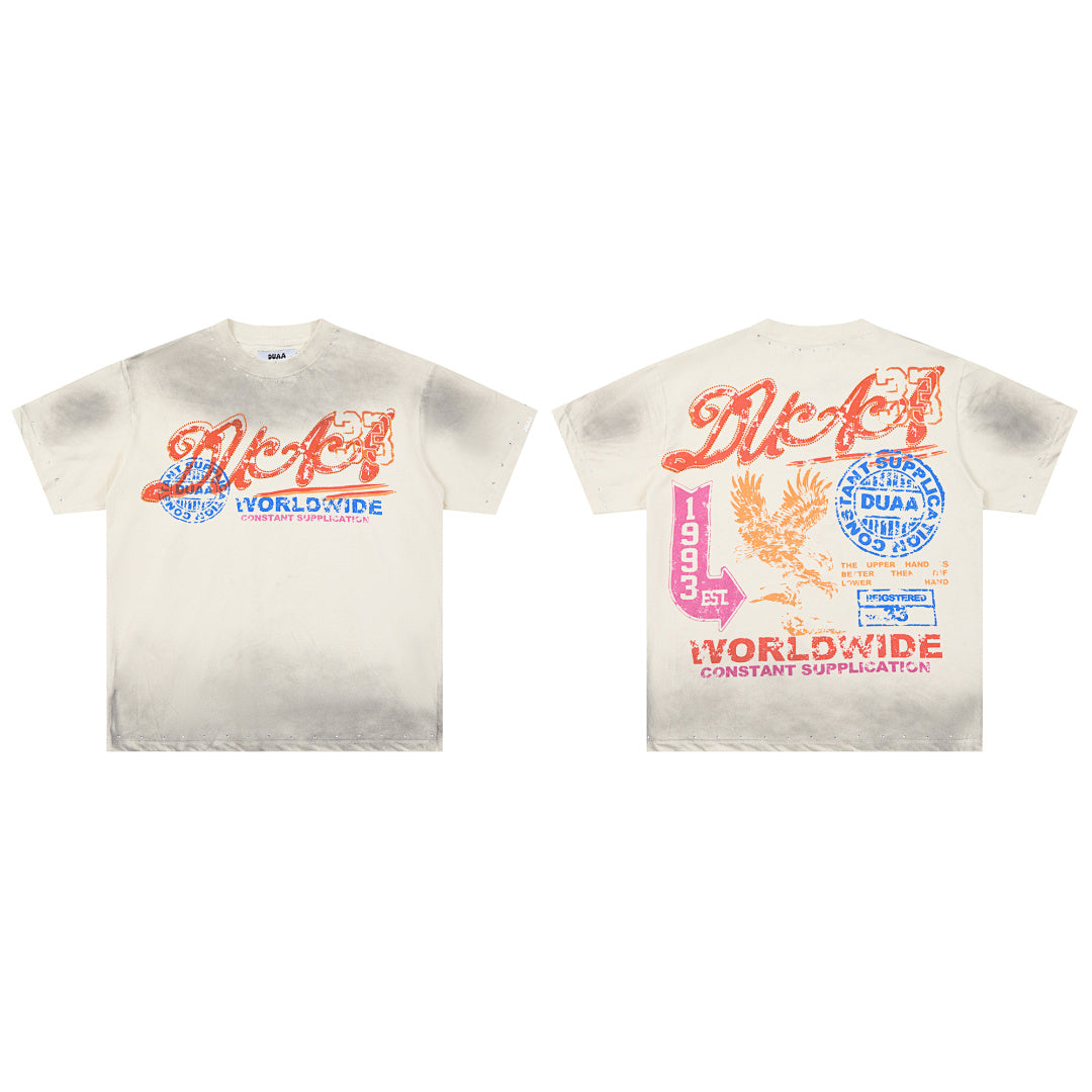 DUAA Worldwide Constant Supplication Oversized Graphic Tee — Cream