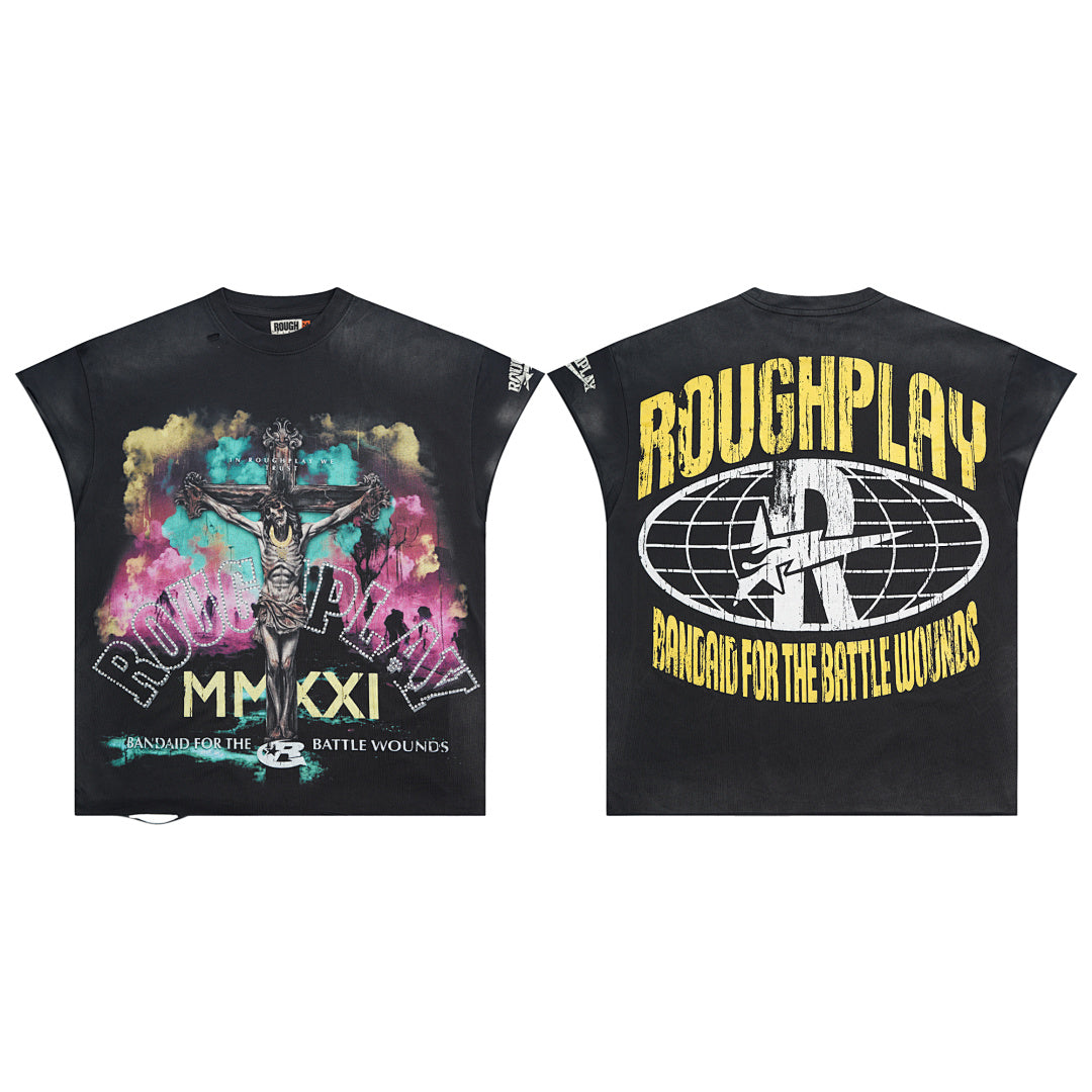 Rough Play MMXXI Oversized Graphic Tee — Black