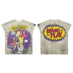 Rough Play The Losers Win Again Oversized Graphic Tee — Grey