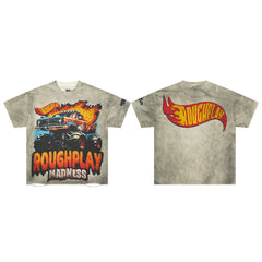 Rough Play Madness Monster Truck Oversized Graphic Tee — Grey