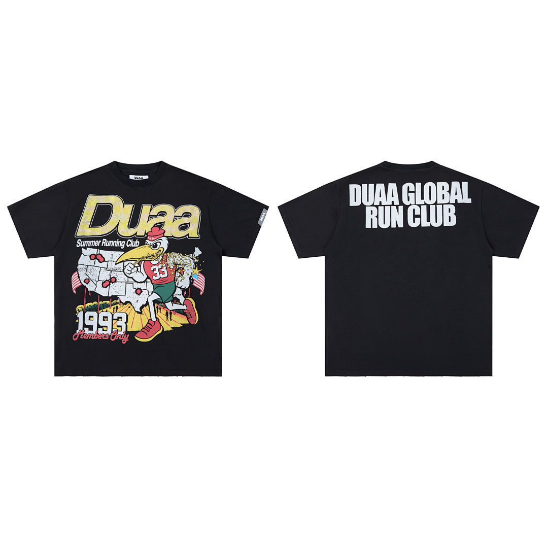 DUAA Global Run Club 1993 Oversized Graphic Tee — Black