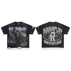 Rough Play Night Rider Oversized Graphic Tee — Black