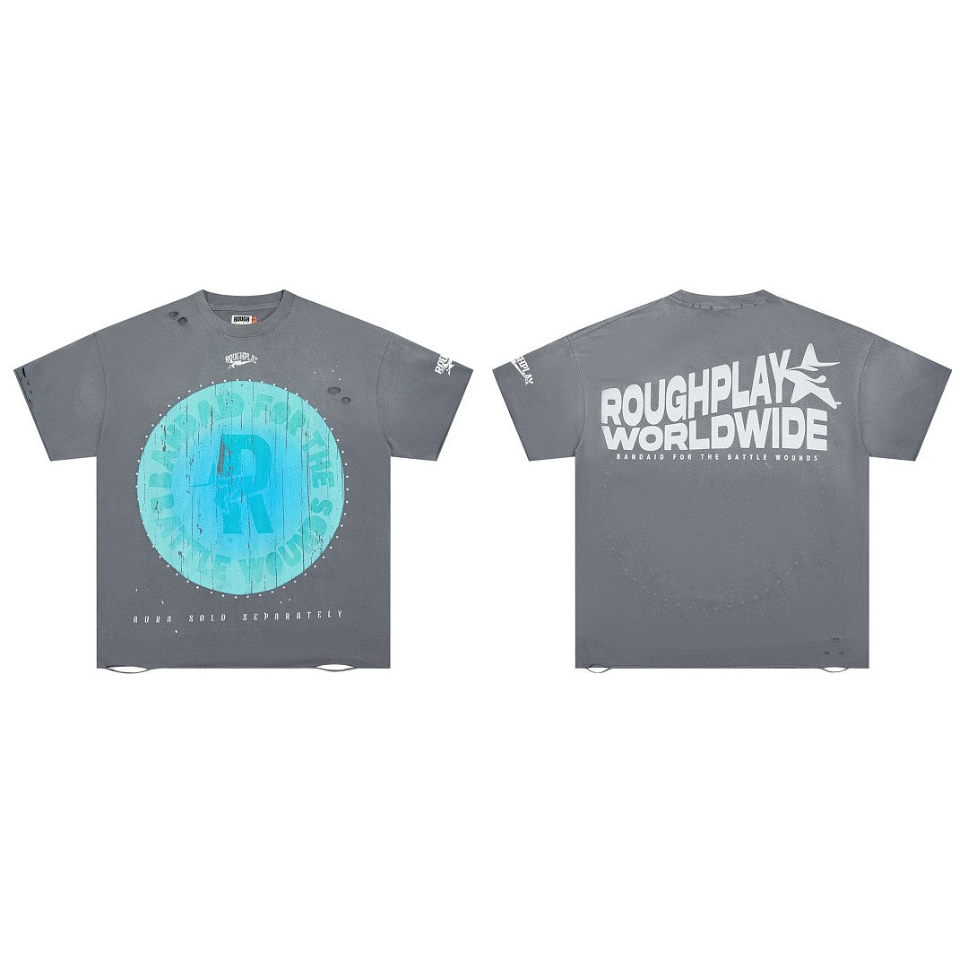 Rough Play Aura Sold Separately Oversized Graphic Tee — Washed Grey