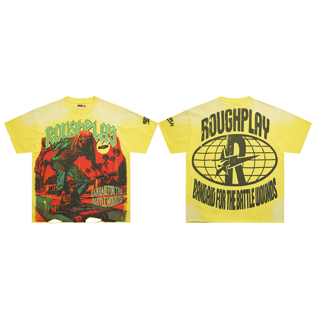 Rough Play Night Creature Oversized Graphic Tee — Yellow