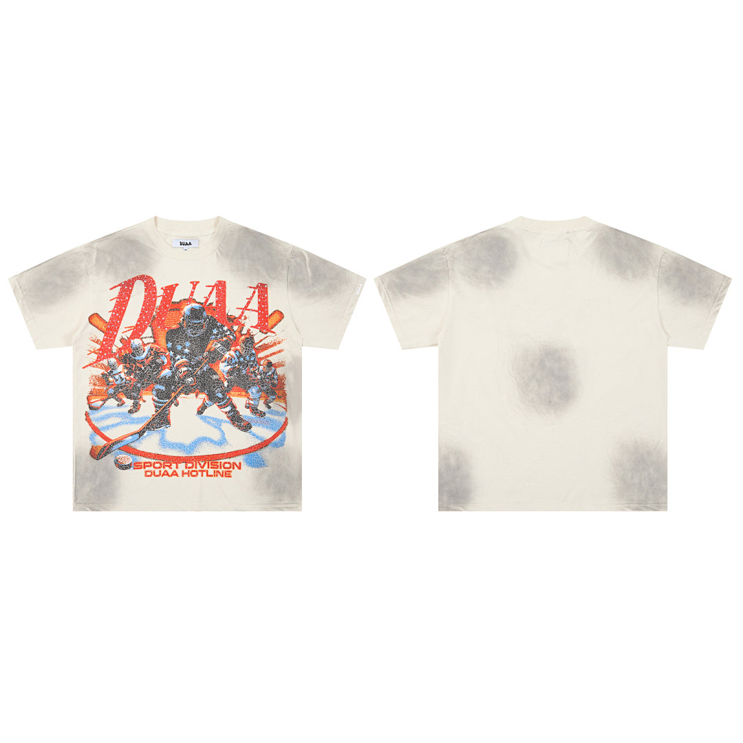 DUAA Sport Division Hockey Oversized Graphic Tee — Cream