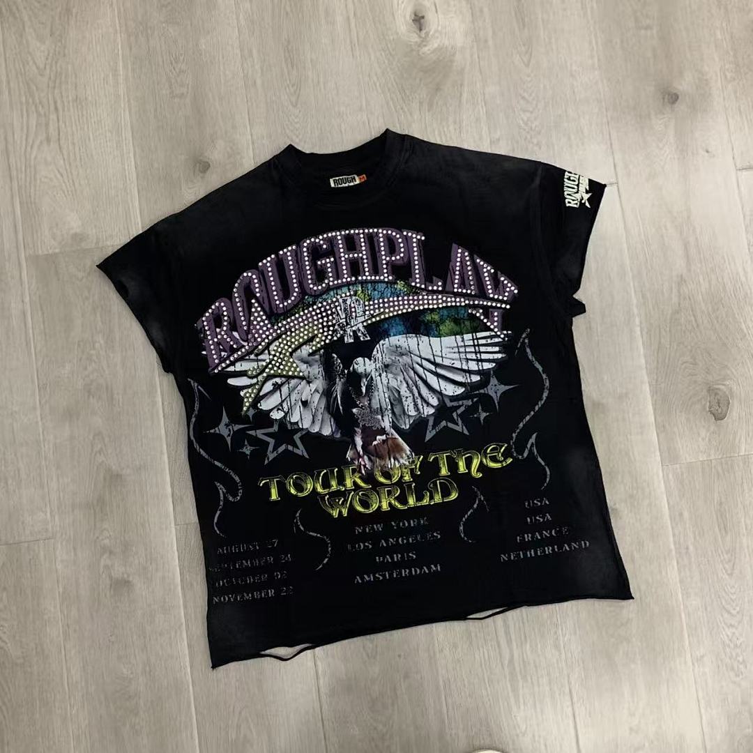 Rough Play Tour of the World Oversized Graphic Tee — Black
