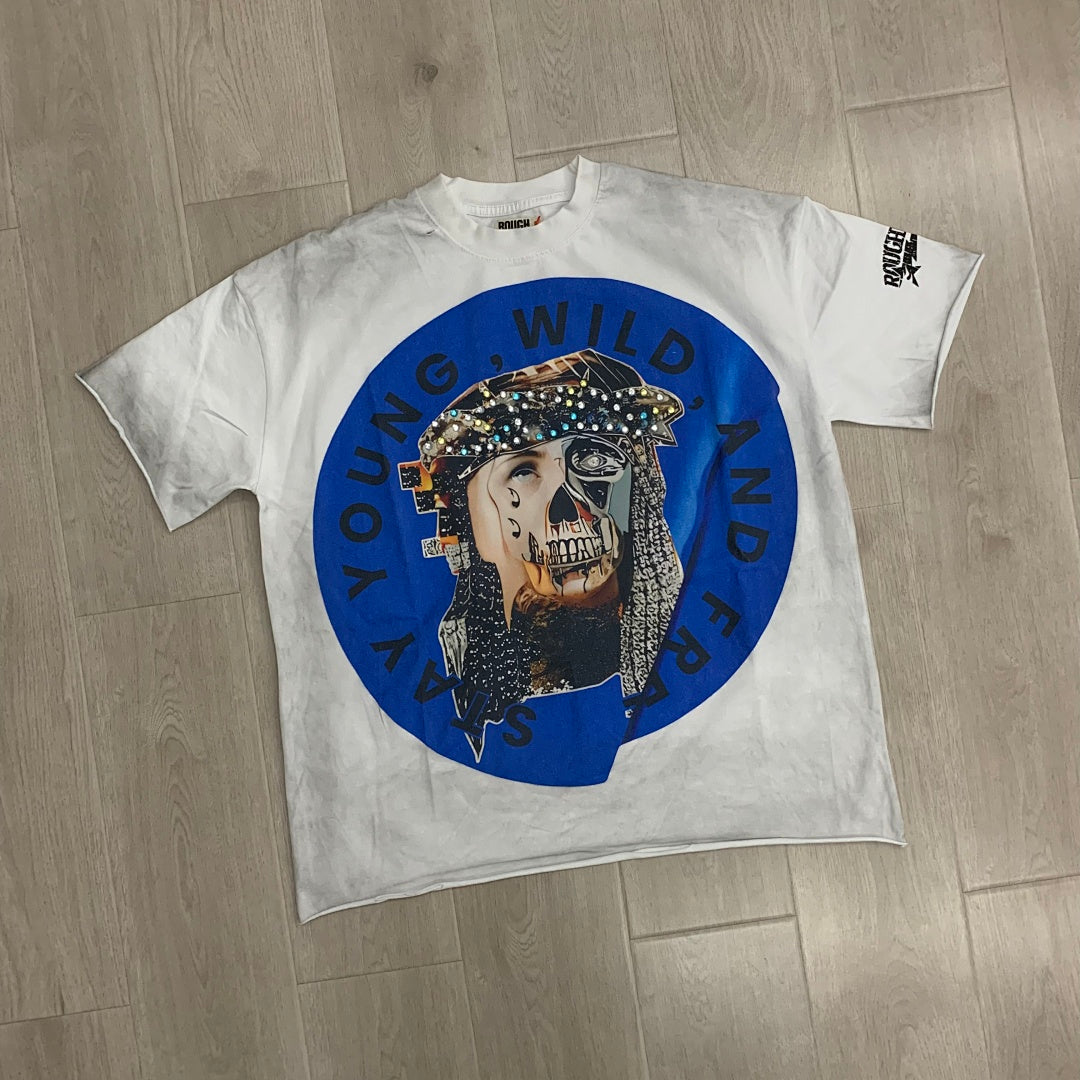 Rough Play Stay Young Wild and Free Oversized Tee — White