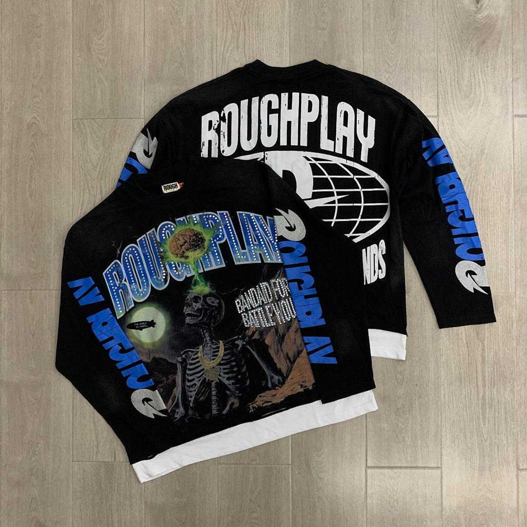 Rough Play Skeleton Brain Oversized Long Sleeve — Black