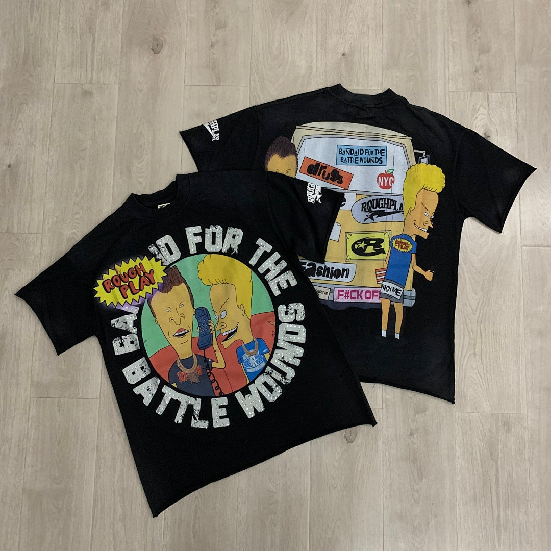 Rough Play Bandaid for the Battle Wounds Oversized Tee — Black