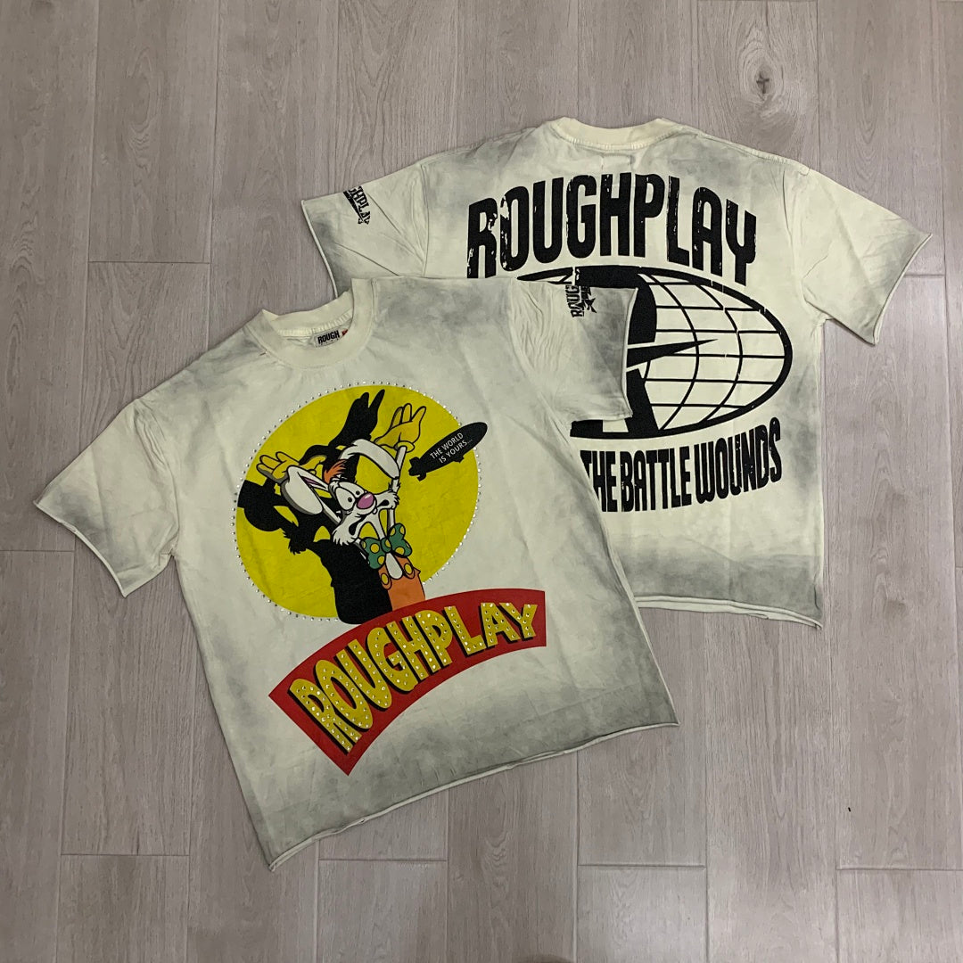Rough Play Sylvester Oversized Graphic Tee — Cream