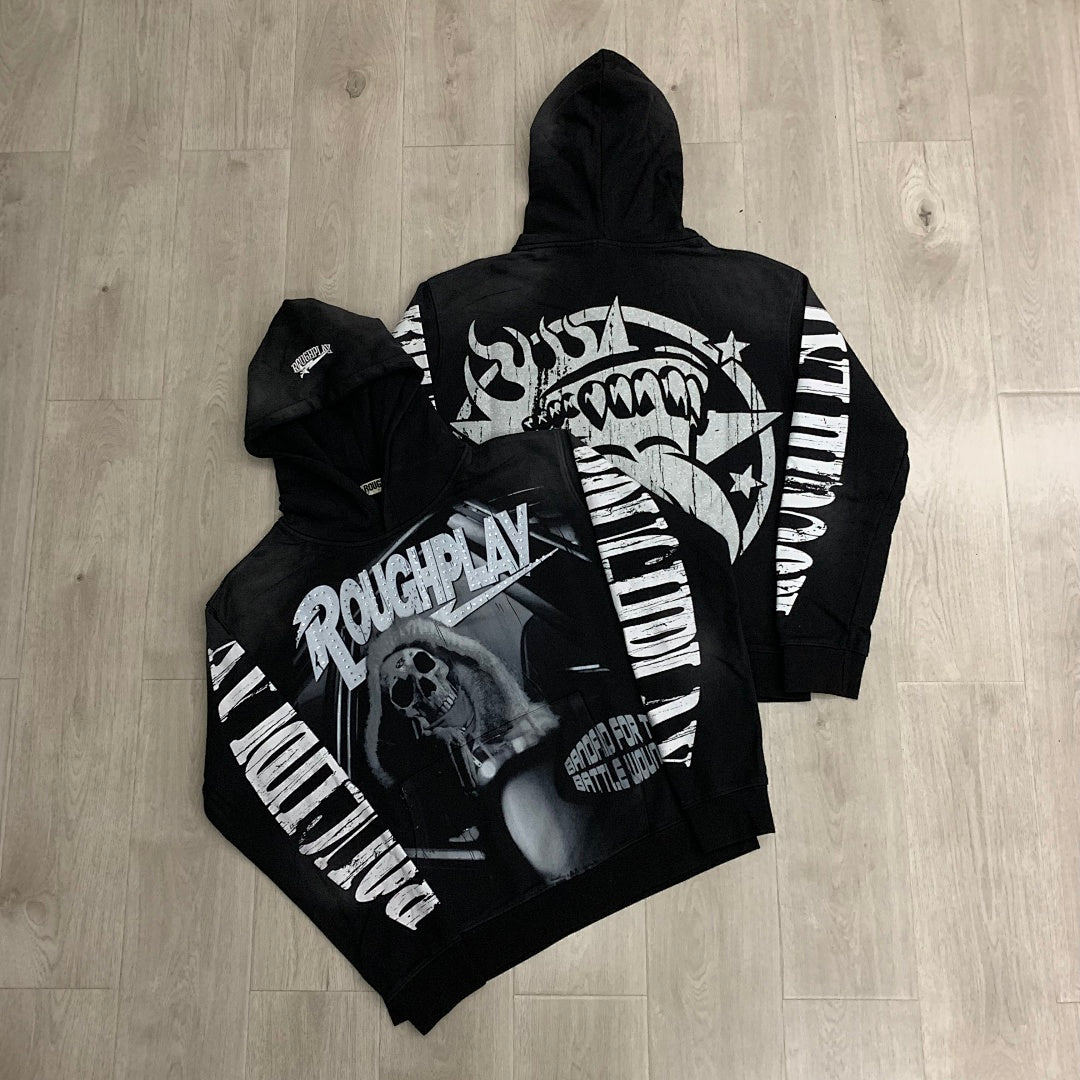 Rough Play Skull DJ Oversized Hoodie — Black