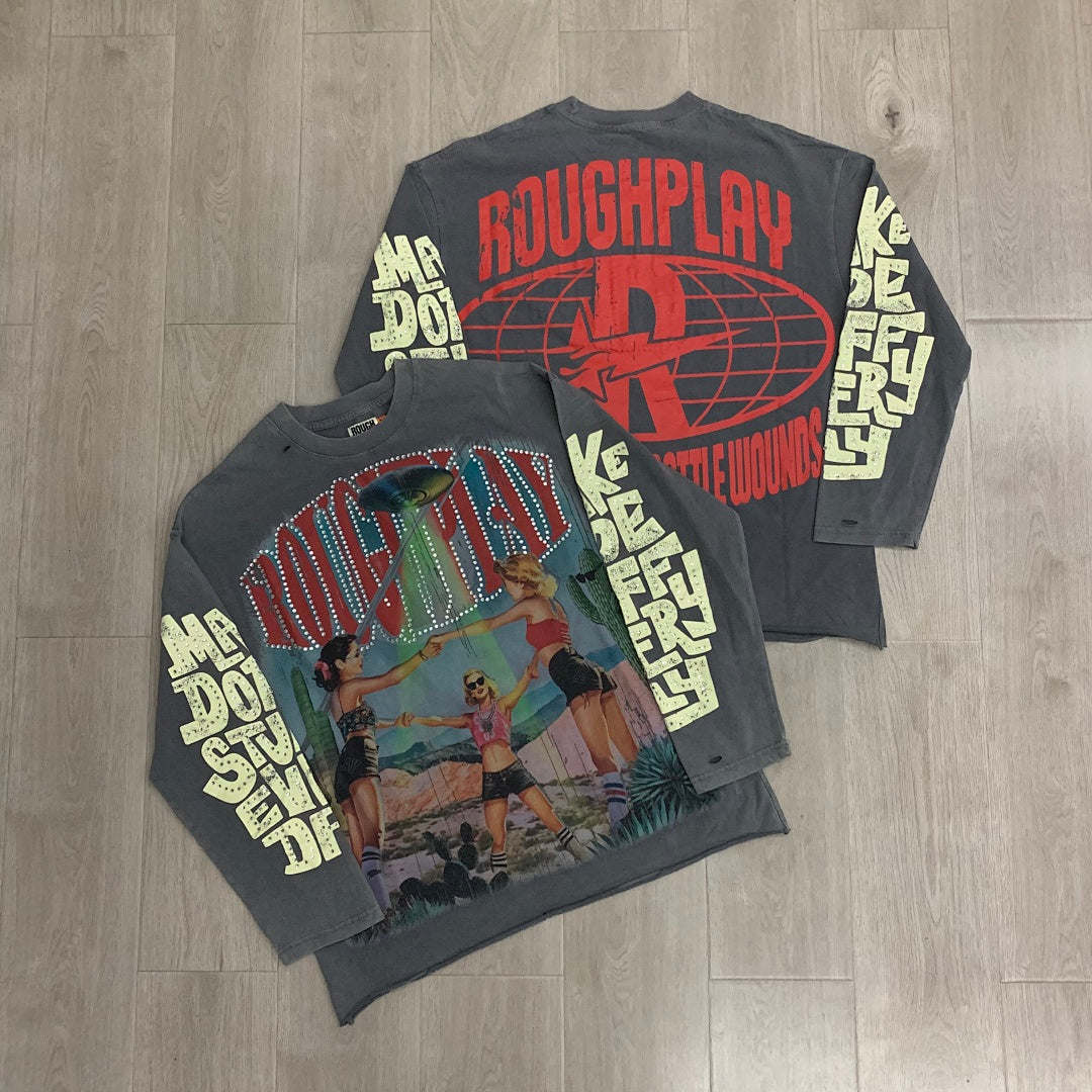 Rough Play Desert Girls Oversized Long Sleeve — Grey