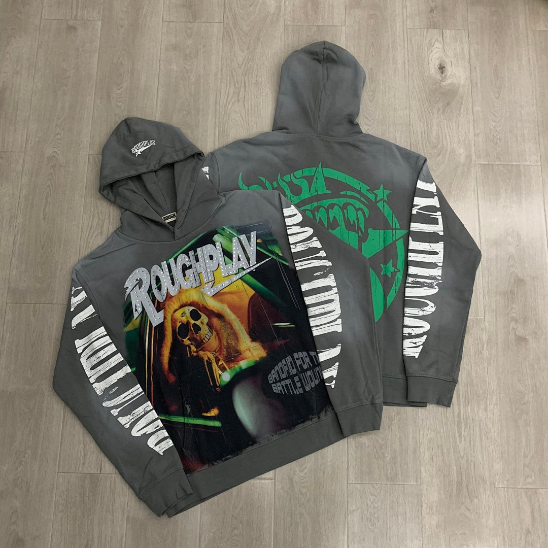 Rough Play Skull DJ Oversized Hoodie — Grey