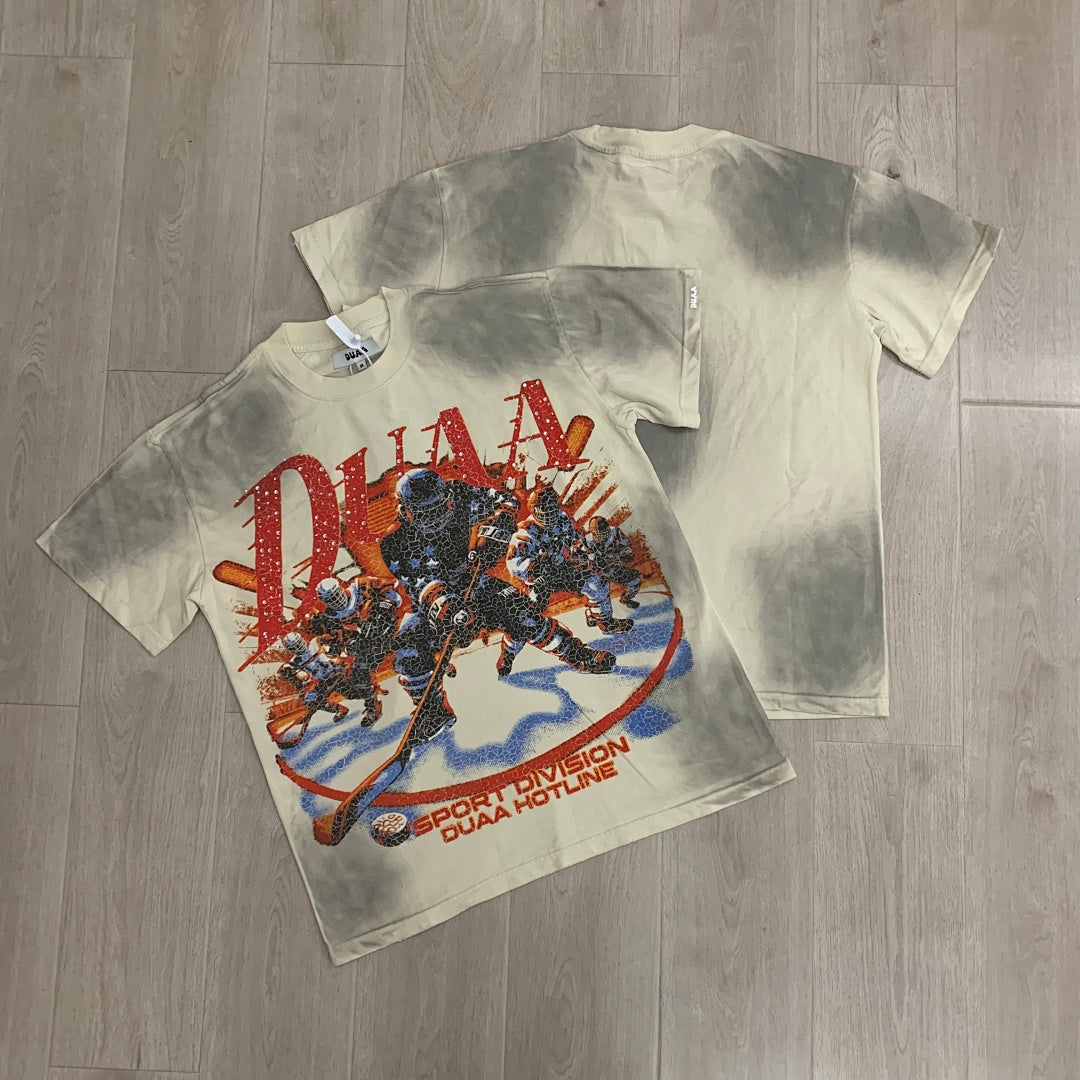 DUAA Sport Division Hockey Oversized Graphic Tee — Cream