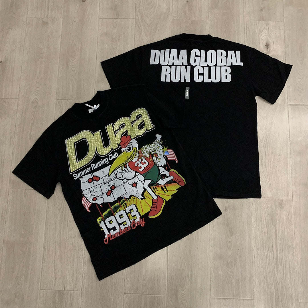 DUAA Global Run Club 1993 Oversized Graphic Tee — Black