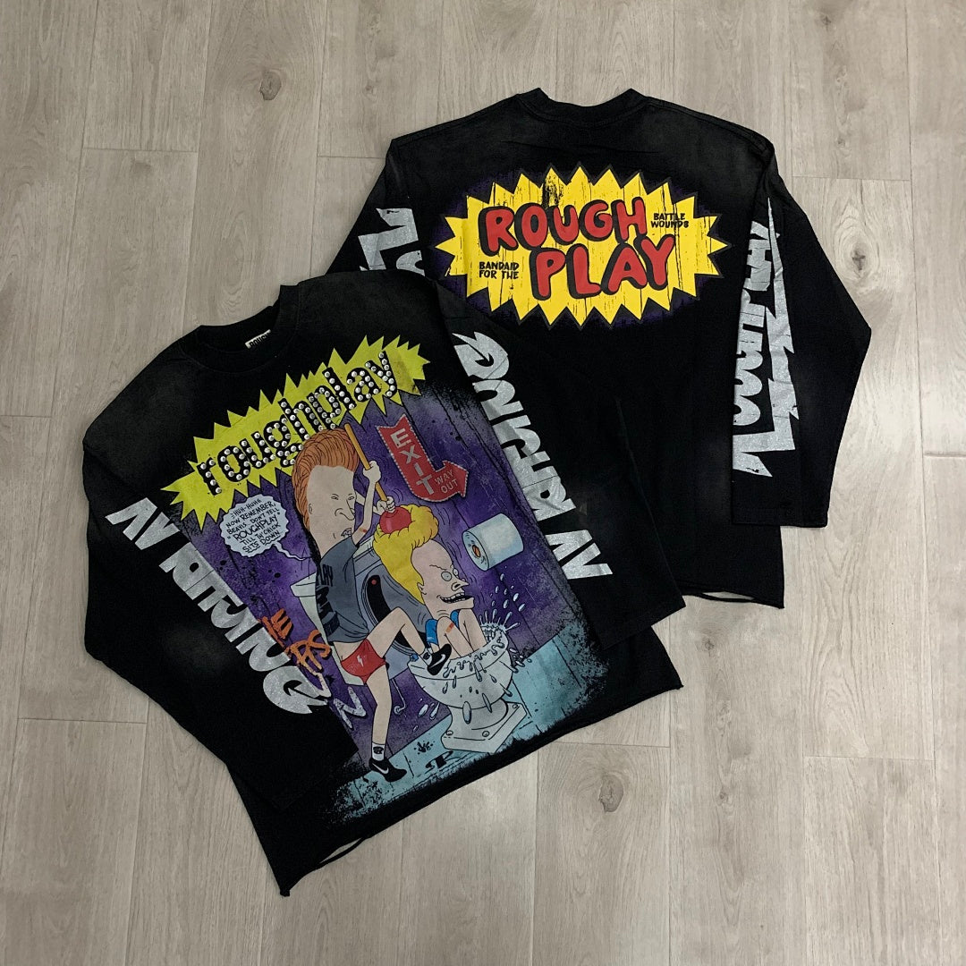 Rough Play The Losers Win Again Oversized Long Sleeve — Black