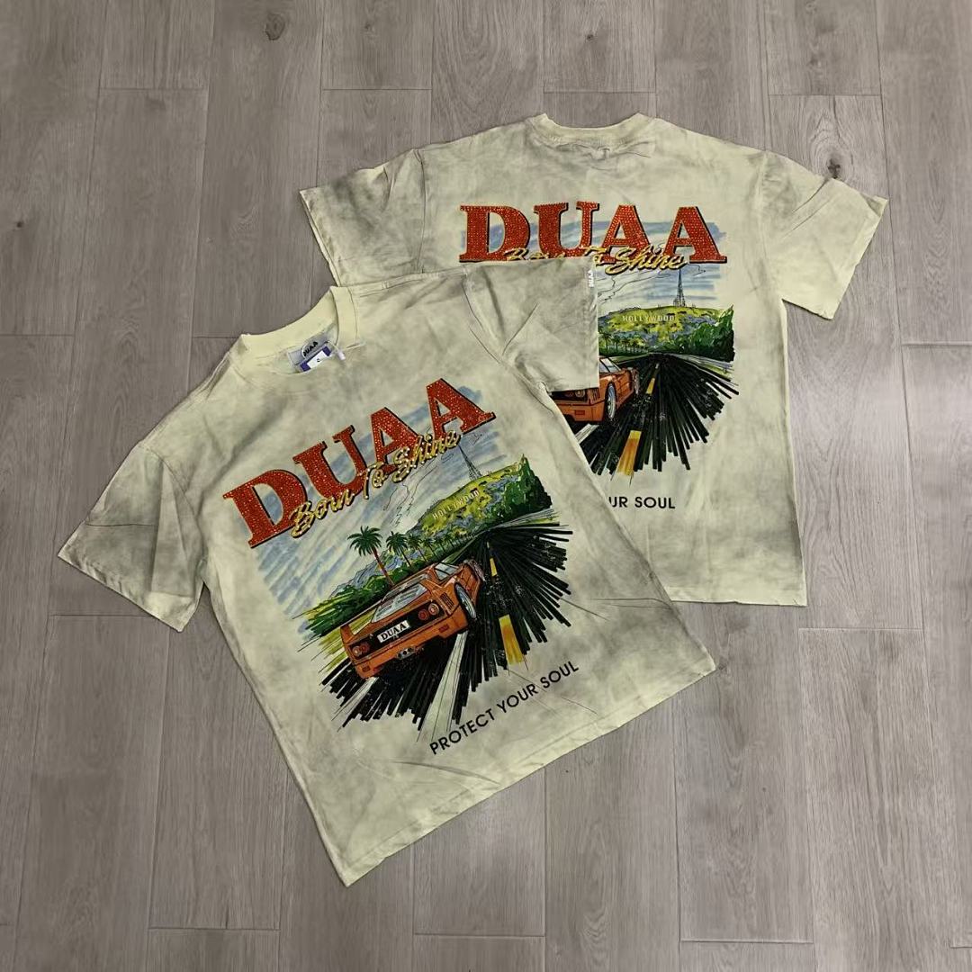 DUAA Born To Shine Oversized Graphic Tee — Cream