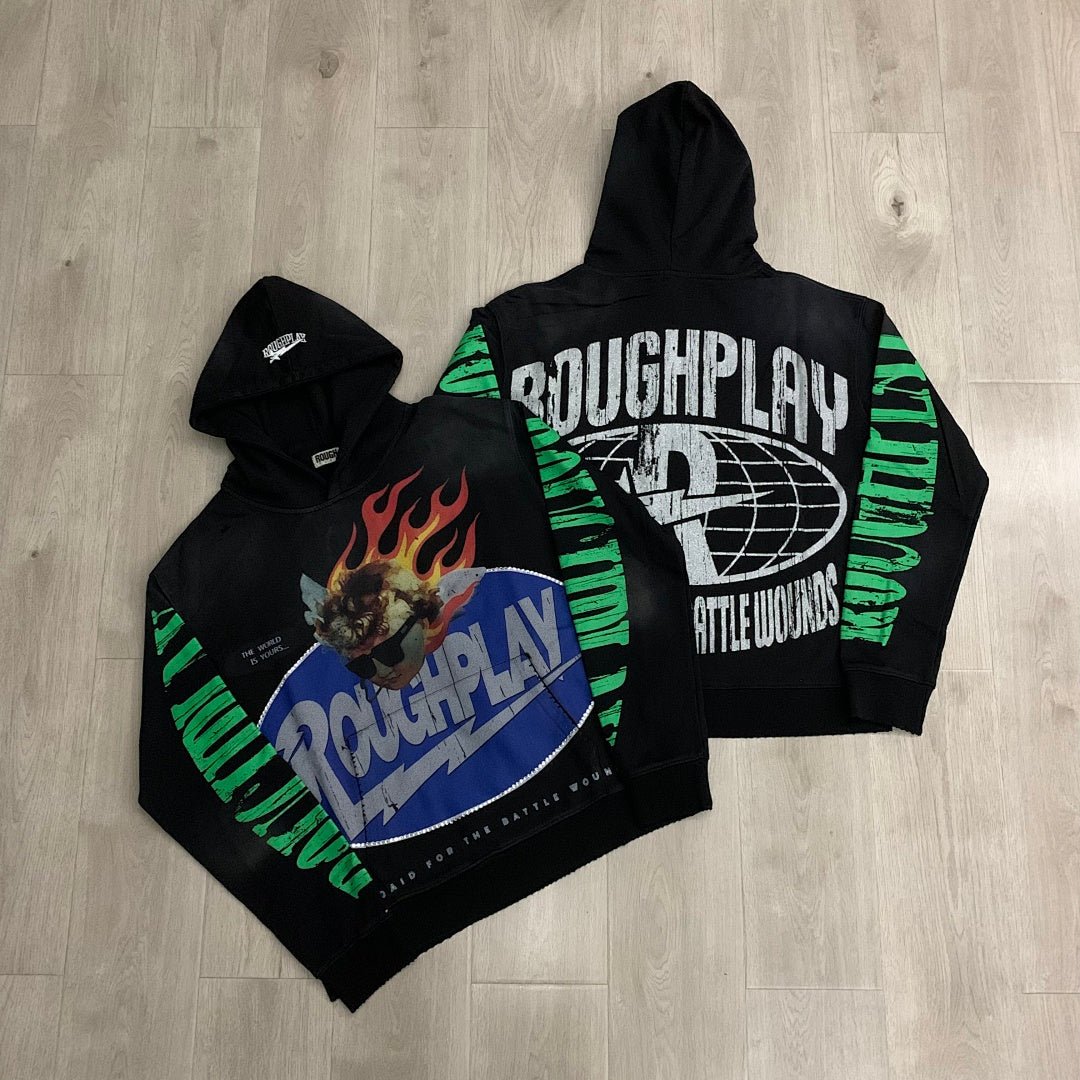 Rough Play The World Is Yours Oversized Hoodie — Black