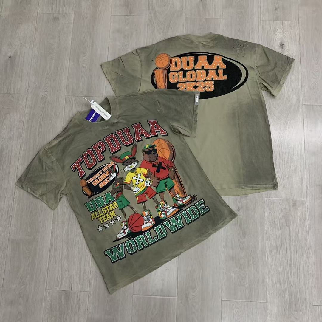 DUAA Top Duaa USA All Star Team Oversized Graphic Tee — Washed Khaki