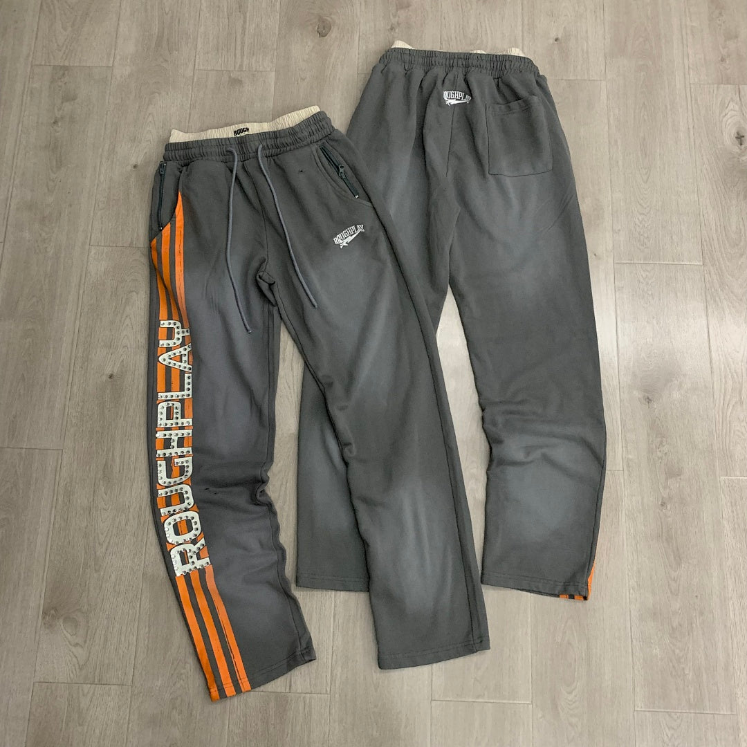 Rough Play Orange Stripe Oversized Sweatpants — Grey