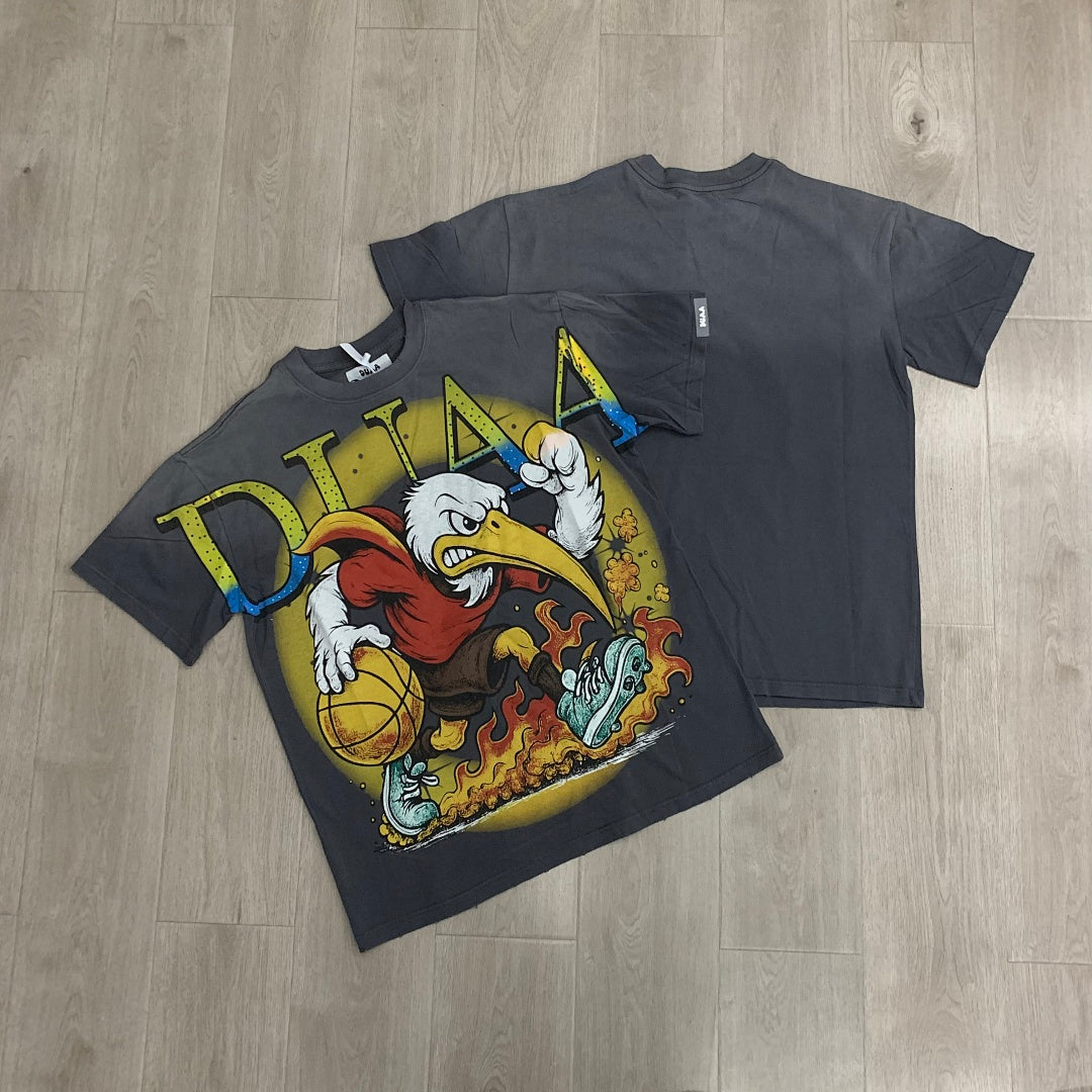 DUAA Baller Eagle Oversized Graphic Tee — Grey