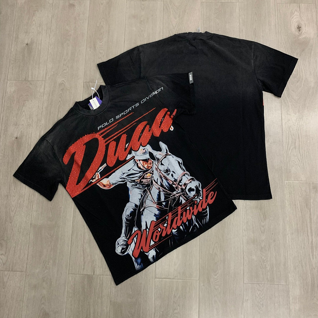 DUAA Polo Sports Division Oversized Graphic Tee — Black