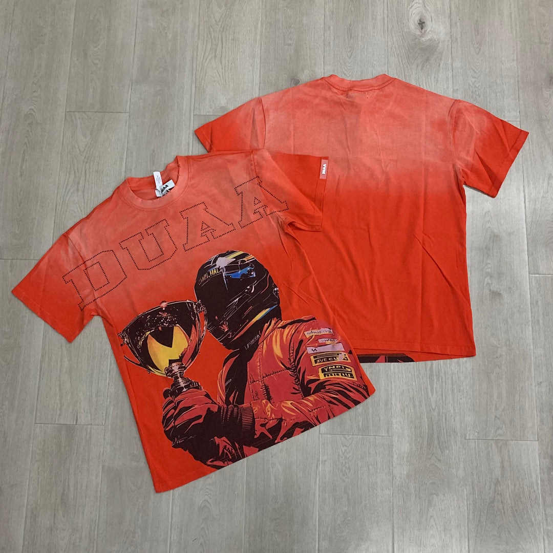 DUAA Champion Racer Oversized Graphic Tee — Red