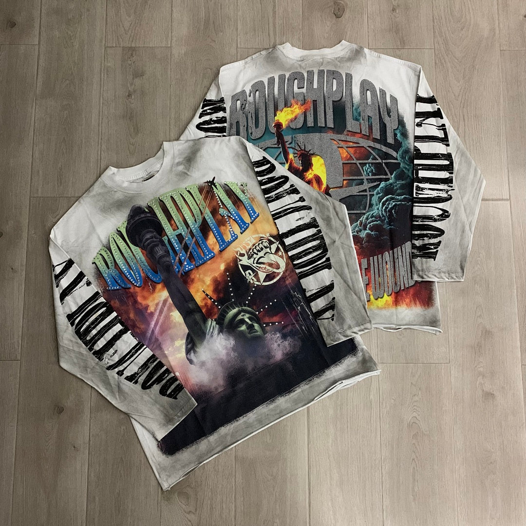 Rough Play Liberty Apocalypse Oversized Long Sleeve Tee — White