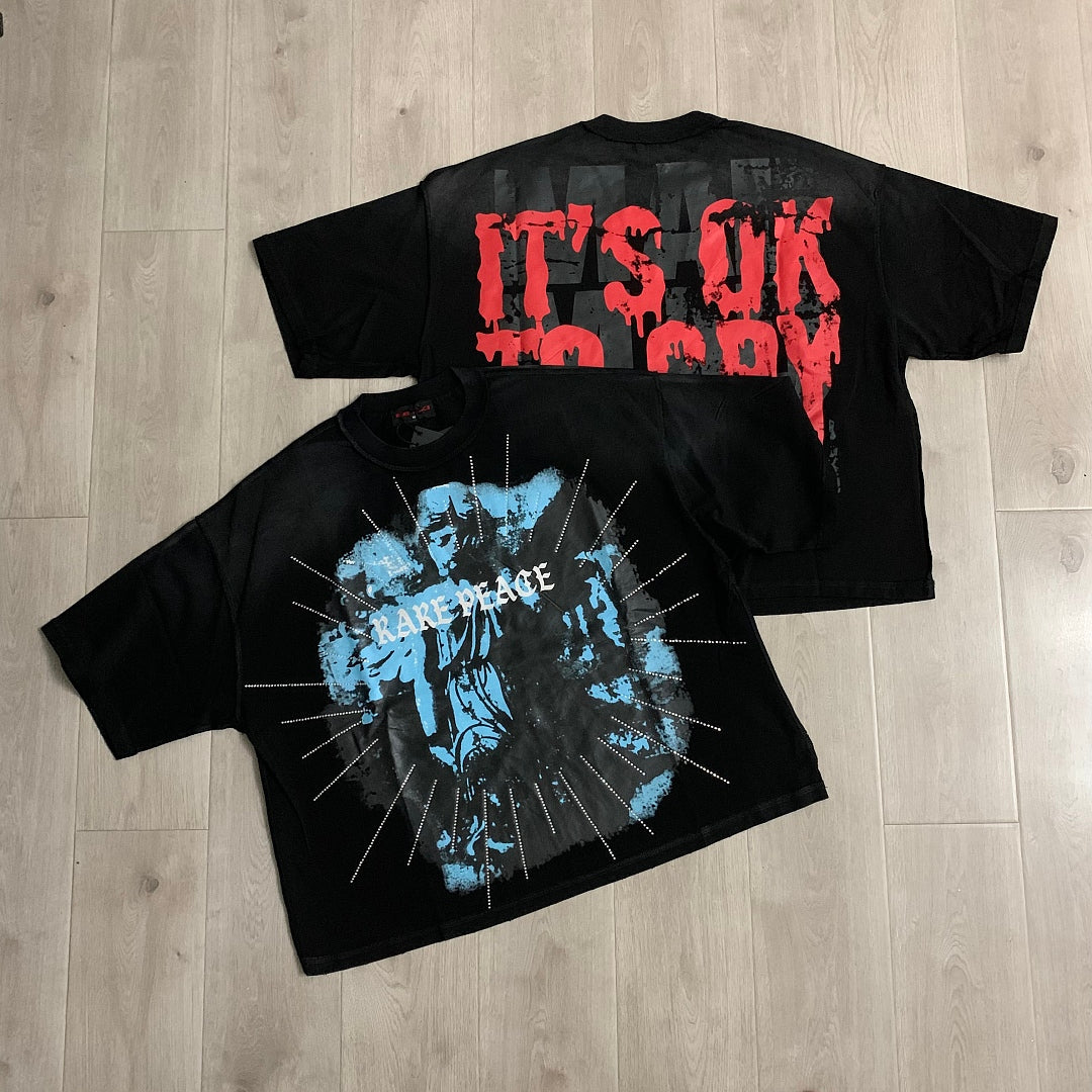Rare Peace It’s OK To Cry Oversized Graphic Tee — Black