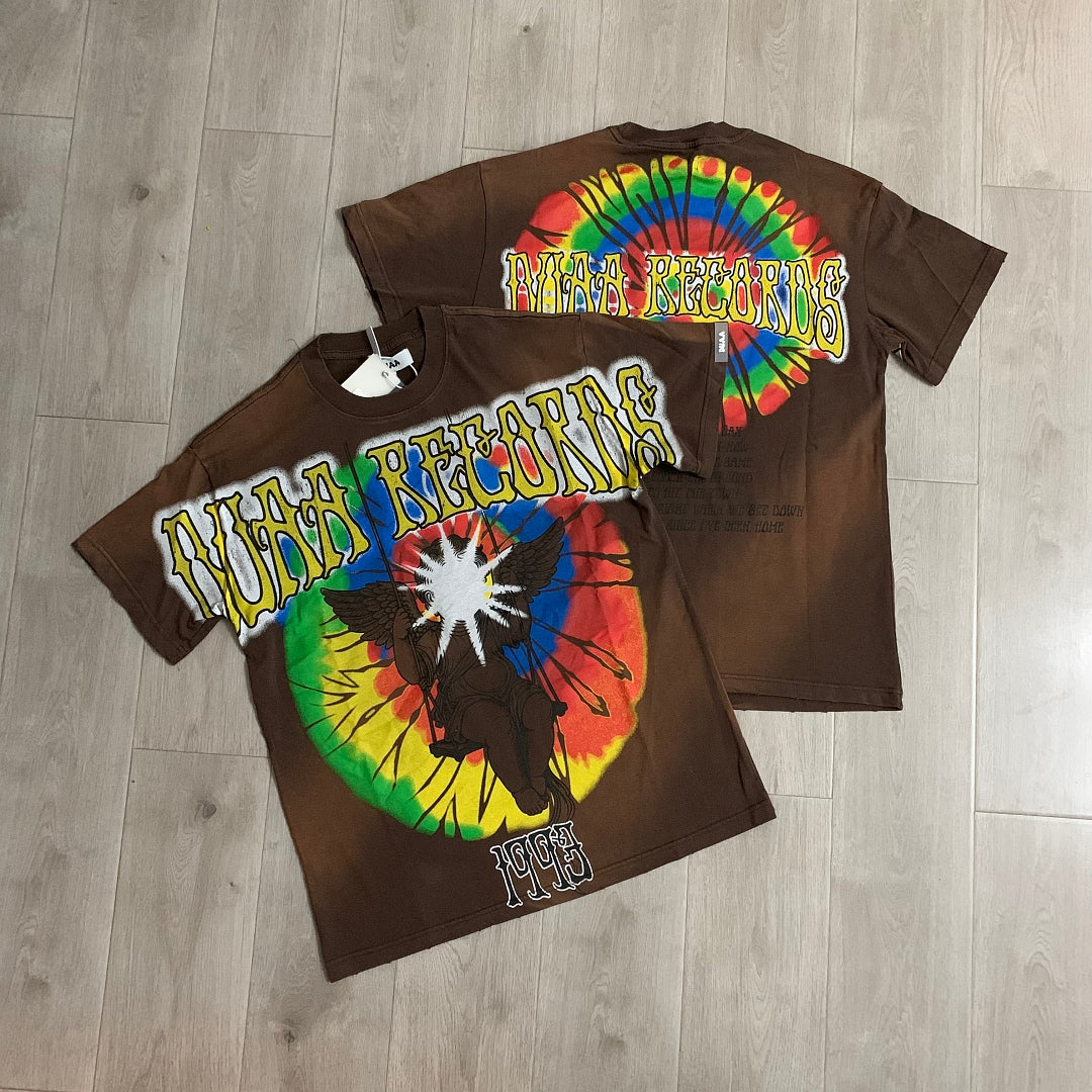 DUAA Records 1993 Angel Oversized Graphic Tee — Washed Brown