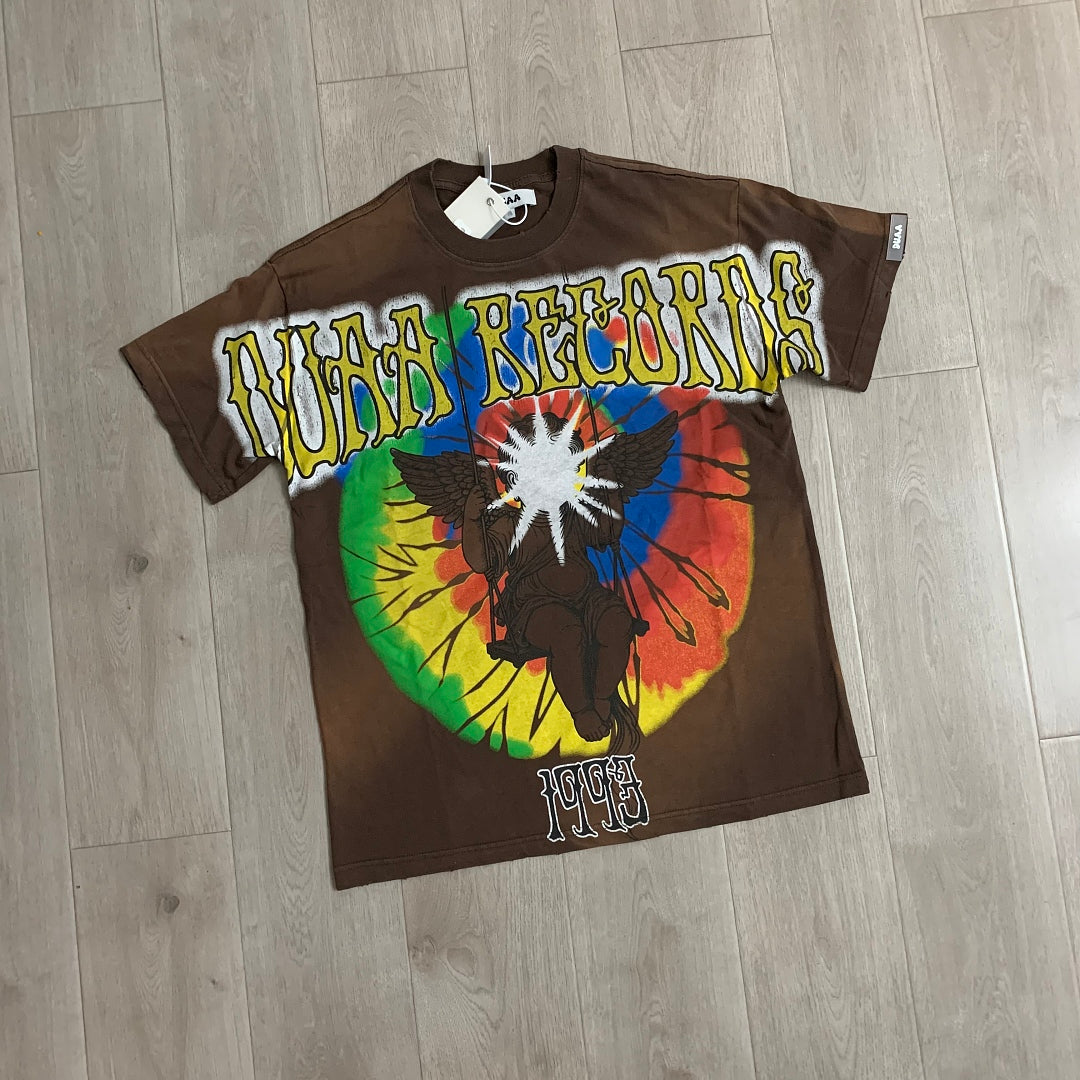 DUAA Records 1993 Angel Oversized Graphic Tee — Washed Brown