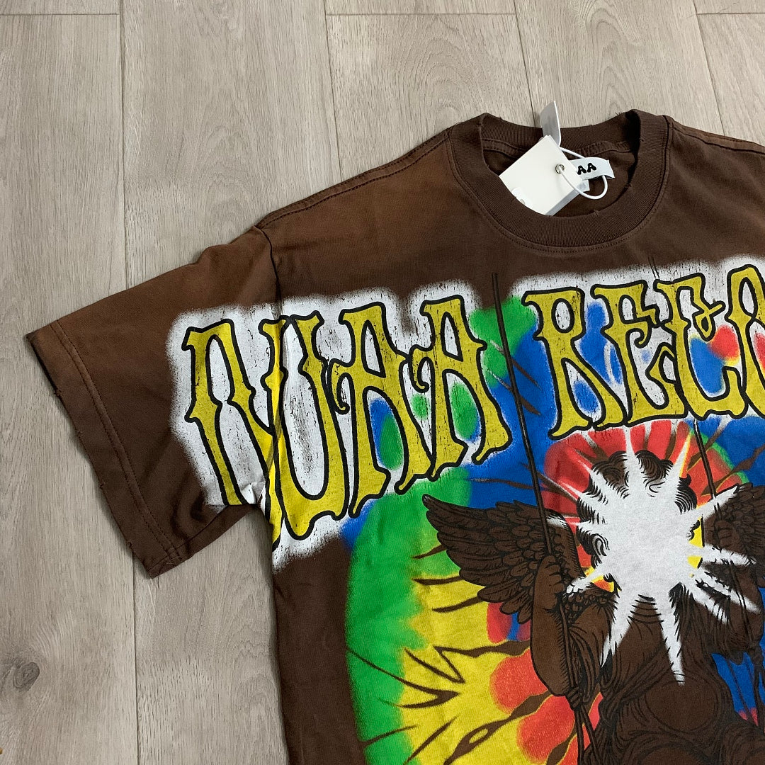 DUAA Records 1993 Angel Oversized Graphic Tee — Washed Brown