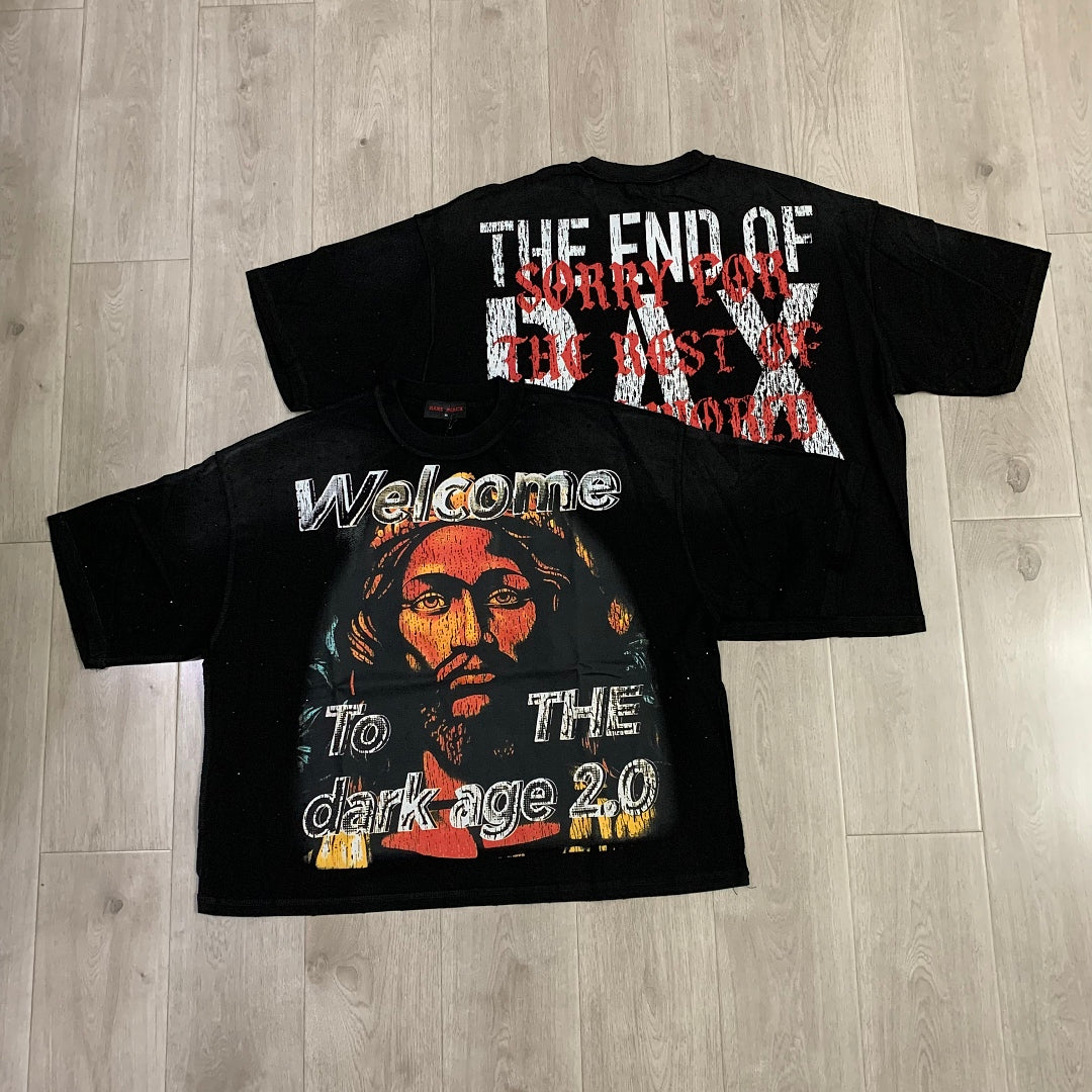 Rare Peace Welcome To The Dark Age 2.0 Oversized Graphic Tee — Black