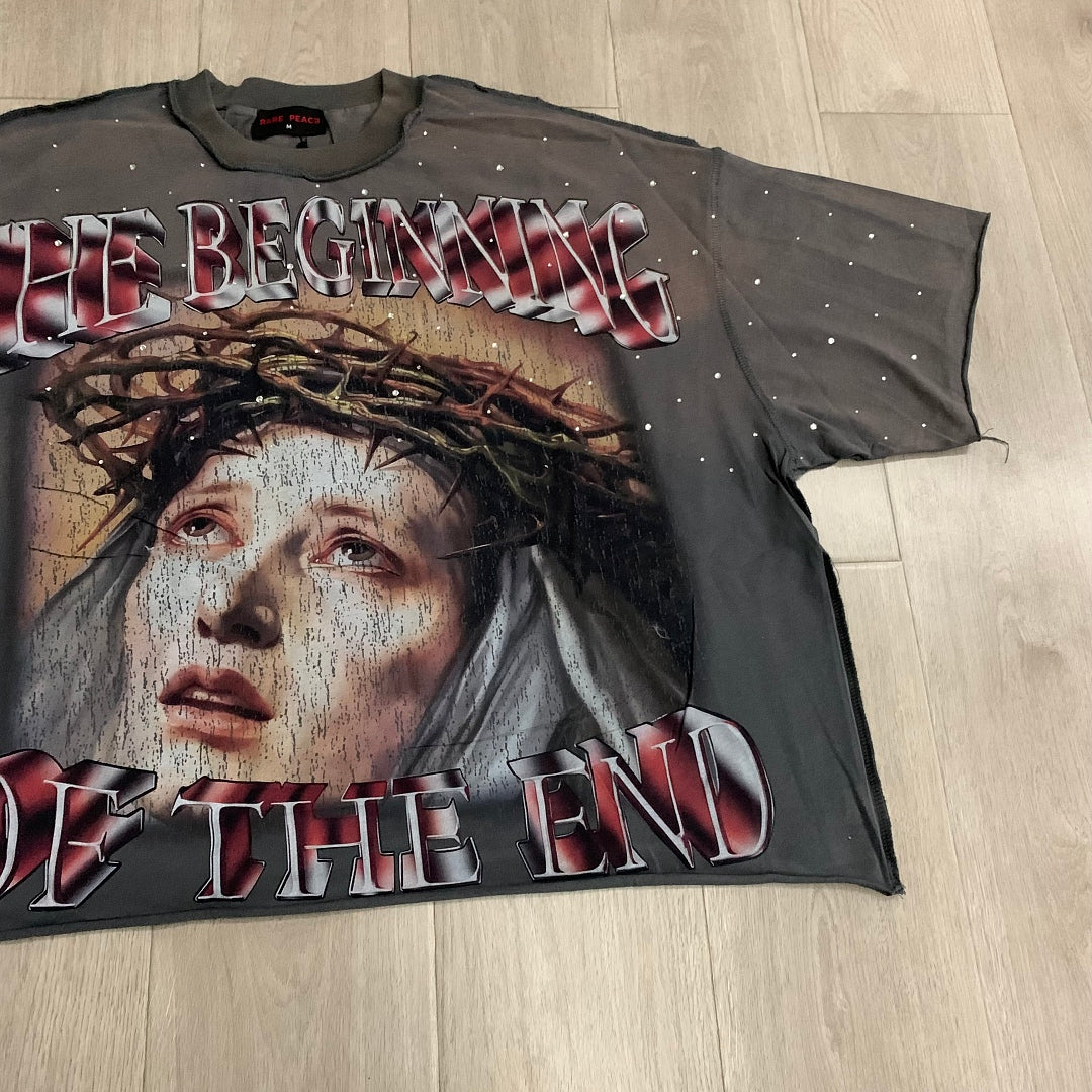 Rare Peace "The Beginning of the End" Oversized Graphic Tee — Washed Grey